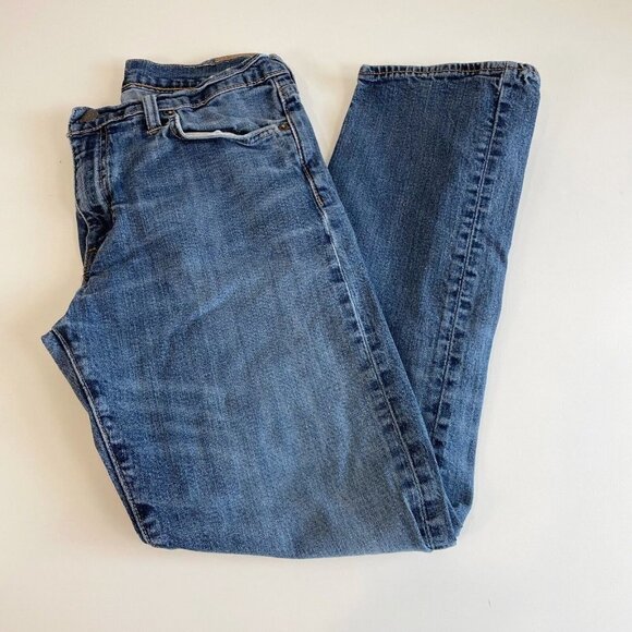 Levi's 504 Mens High Rise Straight Denim Jeans Blue 33 Medium Wash Pockets Zip - Picture 1 of 14